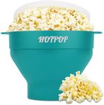 The Original Hotpop Microwave Popcorn Popper, Silicone Popcorn Maker, Collapsible Bowl BPA-Free and Dishwasher Safe- 20 Colors Available (Cyan)