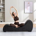 Ergonomic Yoga Chaise Lounge Multifunctional Stretching Relaxation & Meditation Chair Leather Chaise Lounge Chair Yoga Sofafor Home Gym Living Room Studio (Black)