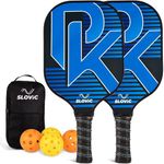 Slovic Pickleball Racket Set [2 Rackets + 4 Balls] | Pickle Ball Racket with Fiberglass Paddles & Non-Slip Grip |Lightweight & Durable Pickleball Paddles Set | Games for Kids & Adults | Gifts for Kids