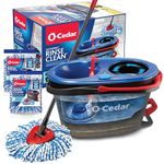 O-Cedar RinseClean Spin Mop & Bucket System + 2 Extra Mop Heads| Clean with Clean Water | Removes 99% of Bacteria