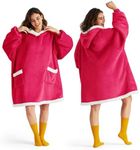 Bedsure Blanket Hoodie - Sherpa Wearable Blankets for Women & Kids as Gifts for Women Men, Christmas Gifts Sweatshirt Blanket, Magenta, Small