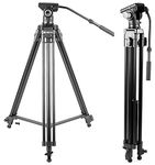 KODAK T500 Pro 180 Cm Big Metal Head Camera Tripod, Black