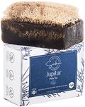 Pine Tar Soap with Loofah - Natural Exfoliating Soap Bar for Men - Smells Like Smoked Woody Pine - Handmade with Pine Tar, Jojoba Oil, Witch Hazel - Black Soap Bar for Body Scrub [4.40 oz - 125 gr]