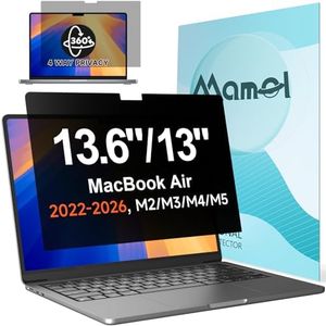 Privacy Screen for MacBook Air 13.6 & 13 Inch 2022-2025 (M2, M3, M4), Matte Anti Glare Blue Light Filter, Nano No Glue Anti Spy Black Protector for Mac Air 13In Laptop Computer