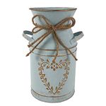 LINXIU Vintage Galvanized Milk Can, Farmhouse Decorative Flower Vase, Rustic Shabby Chic Vase with Handle for Home Office Decor 7.5"