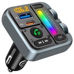 SOARUN Bluetooth 5.3 FM Transmitter for Car, Bluetooth Car Adapter 57W PD & USB Car Bluetooth Transmitter, Hands-free Calling, Music Player, Bass Treble Lossless Sound, Supports 64G Drive