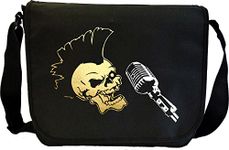 MusicaliTee Vocalist Singing Punk Skull - Sheet Music & Accessory Messenger TRIO Bag