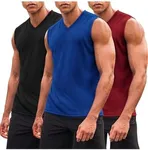 COOFANDY Men's Workout Tank Top 3 Pack V-Neck Sleeveless Muscle T Shirt Quick Dry Tank Top