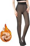 LA Zone Women Winter Leggings Fake Transparent Fleece Warm Fur Inside Tights Opaque Fleece Lined Stocking Thermal Woollen Pantyhose Elastic Skinny Pants (Medium) Black