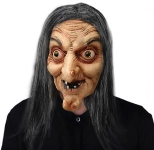 WoskjXas Máscara de Bruja de Halloween, Máscara de Miedo para Fiesta con Cabello, Máscara para Fiesta de Carnaval de Halloween, Máscara de Terror de Miedo de Halloween Máscara de Terror Látex