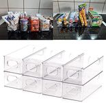 WFPOWER Set of 8 Fridge Storage Box Kitchen Storage Bins, Clear Stackable Organizer Containers Tray with Handles for Refrigerator Freezer Pantry Cabinets Bathroom