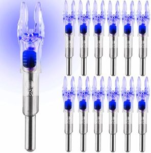 KEAUP 12 Pack X Lighted Nocks Universal Fit for Arrows with ID .204/.233/.244/.246 Light Up Nocks with ON/Off Switch for Archery Hunting