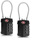 2Pcs TSA Approved Luggage Locks, Combination Travel Cable Lock, Re-settable 3-Digit Padlocks with Alloy Body, Keyless Travel Sentry Accepted Padlock for Travel Bag, Suit Case, Gym, Golf Bag Case