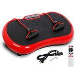 Fitness Vibration Platform Full Body Workout Machine Vibration Plate W/Remote Control and Balance Straps, Bluetooth Exercise EquipmentRed