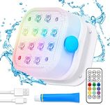 Homly Rechargeable Submersible Pool Lights with Remote, Waterproof Underwater Charging Battery Operated Controlled 16 Color Changing LED with Magnet Floating Lights Pool Pond Decoration 1 Pack