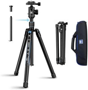 SIRUI Carbon Fiber Travel Tripod with E-10 360° Ball Head, 59.8” Compact Camera Tripod AT-125, Quick Release Reverse Folding Legs, Reversible Center Column, Max Load 17lbs - Traveler X-II