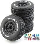 Chanmoo 1/10 RC Short Course Truck Wheels and Tires with 12mm Hex 1:10 Scale Off Road Tyres for 1/10 RC Off-Road Car Traxxas TRX4 Slash Arrma Losi Tenacity Vkar 10sc Hpi RC Buggy Car 4PCS (D Tires)