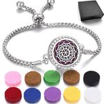 JEAN SMILE Essential Oil Diffuser Bracelet Aromatherapy Locket Scent Bracelet Adjustable Bracelet Styles Set with 10 Refill Pads，Pads Send a Beautiful Gift Box