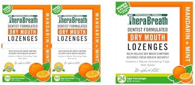 TheraBreath Dry Mouth Lozenges, Mandarin Mint, 100 Count (Pack of 2) & 24 Count Sugar-Free Dentist Formulated for Dry Mouth Relief