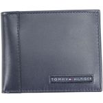 Tommy Hilfiger Men's Genuine Leather Passcase Wallet with Multiple Card Slots, Navy Cambridge, One Size