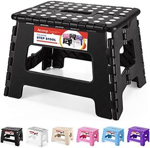 ACSTEP Folding Step Stool 9'' Tall Kids Step Stool Holds Up to 300 lb Plastic Foldable Step Stools for Kids Non-Slip Surface with Carry Handle Collapsible Stool for Home, Outdoor and Indoor(Black)