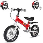 YBIKE 2 in 1 Kids Bike, 12 Inch Kids Balance Bike for 1-7 Years Old, Balance Bike with Pedals, Shock Absorber, Fenders, Brakes, Adjustable Handlebars and Seat (Red)
