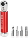 PRO BIKE TOOL Ratchet Mechanic Tool - Power Wrenches - Ultra Portable Design with Different Bits in Shaft - Durable Construction - Ideal for Mechanics, DIY Enthusiasts - 3.5"x0.78", Red