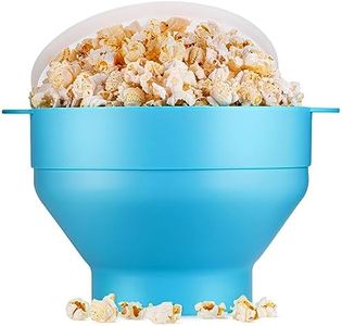 EcoEarth Máquina para hacer palomitas de maíz en microondas, tazón plegable de silicona de grado alimenticio con tapa, máquina para hacer palomitas de maíz con aire caliente, cangrejo azul
