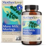 Motherlove More Milk Moringa (120 Capsule Value Size) Moringa-Based Lactation Supplement to Support Breast Milk Supply—Non-GMO, Organic Herbs, Vegan, Kosher