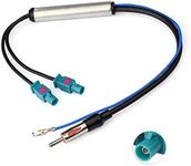 Eightwood Auto Radio Adapter Cable Twin Fakra Z Plug to DIN Plug Connector 12V+ Active Amplifier Cable 30cm Compatible for Blaupunkt Pioneer Clarion Kenwood Alpine JVC Head Unit Aftermarket