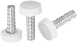 uxcell 30pcs M6 x 20mm Metric Male Thread Knurled Knobs, Thumb Screw Clamping Knobs Grip Plastic Handle Hand Knobs with Threaded Stud, White