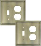 TREEWELL 2-Pack Combo Toggle/Duplex Light Switch Cover Plate, Antique Brass Wall Outlet Cover Plate, Decorative Wall Receptacle Cover for Electrical Outlets, Light Switch, Durable Solid Zinc Alloy