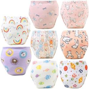 Upairy Training Pants for Boys Girls, Potty Training Underwear, Toddler Pants 2T-5T, Cotton Absorbent Waterproof Underwear for Toddlers, Washable Up Airy Potty Pant with Character(8PCS-Girl,M)