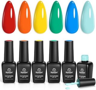 beetles Gel Polish Gel Nail Polish Set, 6 Retro Colors Old School Collection Soak Off UV Gel Polish Red Yellow Blue Orange Green Gel Polish Nail Art Design Manicure Kit Salon DIY