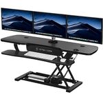 VersaDesk 48 Inch Power Pro Electric Powered Ergonomic Standing Desk Converter with LED Light Illuminated Keyboard and Mouse Tray, Black