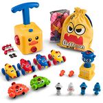 KIDDEO Balloon Launcher Toy Set. 71pcs - Duck Face Pump, 50 Balloons, Rocket Launcher Pad, 12 STEM Toys, incl 4 Balloon Powered Car Toys, 2 Spaceship Toy, 2 Astronaut Figure and More. For Kids 3+
