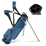 GYMAX 125cm Golf Stand Bag, Waterproof Golf Club Bag with 4 Way Divider, 4 Storage Pockets and Adjustable Shoulder Strap, Professional Golf Carry Bag for Men & Women (Blue)