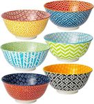 6 Pack Ceramic Cereal Bowls, 23 Oz Colorful Soup Bowls for Kitchen, Porcelain Deep Bowls Set for Soup, Salad, Pasta, Rice, Ice Cream and Oatmeal, Microwave Dishwasher Safe