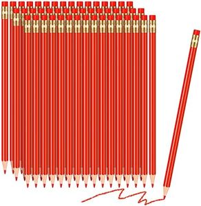 Chinco 48 Pieces Pre Sharpened Red Erasable 2 HB Grading Pencil for Checking Tests Map Coloring Editing Office Favors