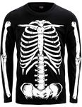 Funny World Mens Skeleton Shirt Glows in The Dark Halloween Costume, Black, Large