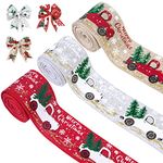 BAOTUJIA 3 Rolls Christmas Ribbon Xmas Ribbon Fabric Decoration for Gift Wrapping, Christmas Ornaments Items, Gift Bows, Christmas Sewing Packing, Christmas Tree Decorations Material