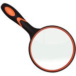 oddpod™ 8X Handheld Magnifying Glass with X-Large 100mm Lens & Non-Slip Soft Rubber Handle for Book Newspaper Reading, Insect and Hobby Observation, Classroom Science (Orange)