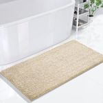 Yimobra Bathroom Rugs Mat, Extra Soft Comfortable Bath Rugs, Non-Slip, Water Absorbent and Thick Bathroom Floor Mats, Machine Washine, Shaggy Rugs for Shower Bathtubs, 60" x 24", Beige&White