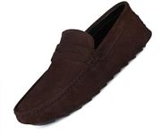 LOUIS STITCH Loafers Formal Shoes for Men | Damsire Underrobe Italian Suede Leather Moccasins | Slip-on Shoes for Business, Casual, Parties | Solid Brunette Brown | UK Size 10 (ITSUBB-)