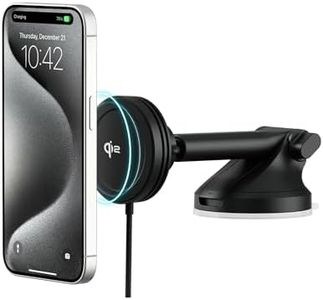 iOttie Velox Qi2 Mini 15W Wireless Charger Car Mount - Dash & Windshield Car Phone Holder - MagSafe Compatible iPhone Mount for Qi2 Smartphones (iPhone 12, 13, 14 and 15) - Car Charger Included