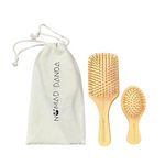 NomadPanda Natural Bamboo Hair Brush Set, Standard Bamboo Hair Brush Wood & Travel Brush. Sustainable, Degradable Hair Brush Set. Portable Hair Massage Brush for All Hair Types