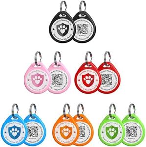 ilFindYou 6 Pack Cat Tags Personalized Small, QR Code Cat Name Tag for Cat Kitten Collar, Cat Tracker Scan Location Alerts, Mix Colors S
