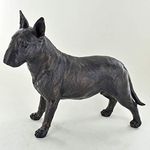 Prezents.com Large Bull Terrier Dog Standing Painted Bronze Resin Sculpture - Pet Gifts Stand Out Home Decor H19cm