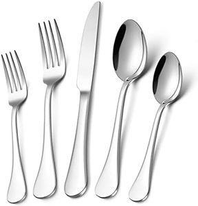 LIANYU Silverware 18/10 Stainless Steel, 18/10 Flatware Cutlery Set Service for 8, 40-Piece Eating Utensils Tableware Set for Restaurant Wedding, Dishwasher Safe, Mirror Polished
