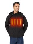 ORORO Men's Heated Jacket with Power Bank and Detachable Hood, Up to 10 Hours of Warmth (Black,L)